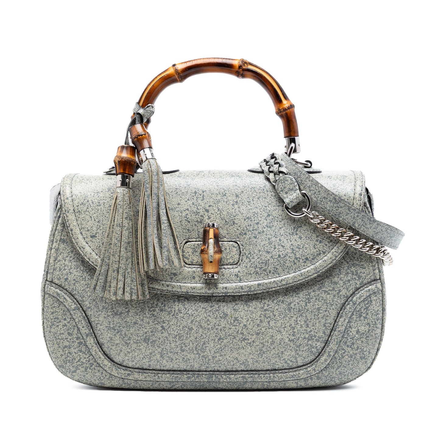 Gucci Large Speckled Leather New Bamboo Top Handle Bag