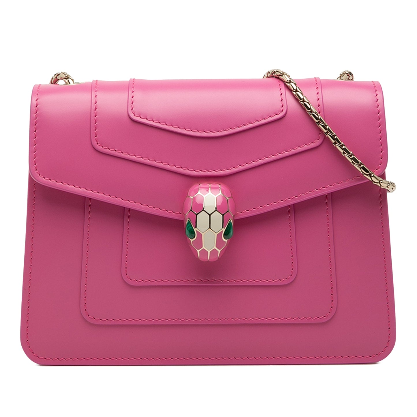 Small Leather Square Serpenti Forever Chain Crossbody