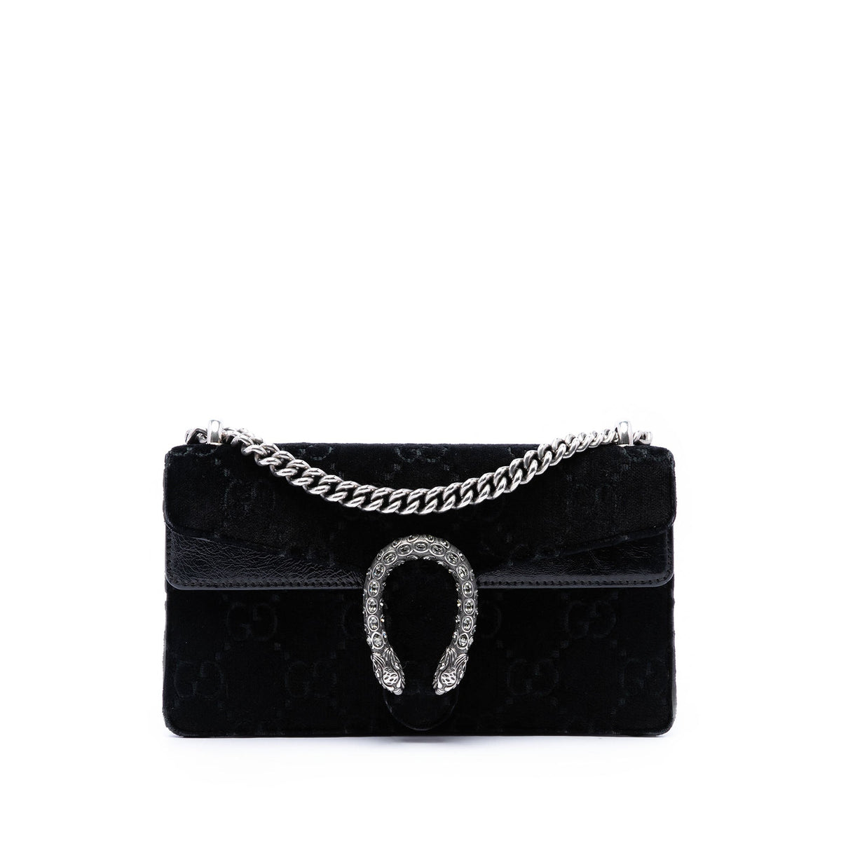 Gucci Medium GG Velvet Dionysus Crossbody — Black
