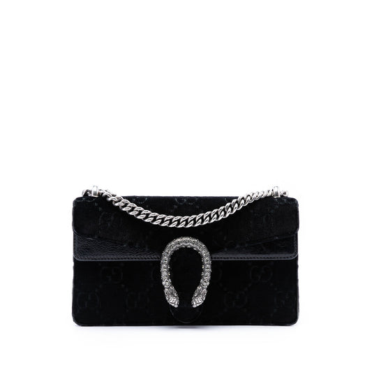 Gucci Medium GG Velvet Dionysus Crossbody — Black
