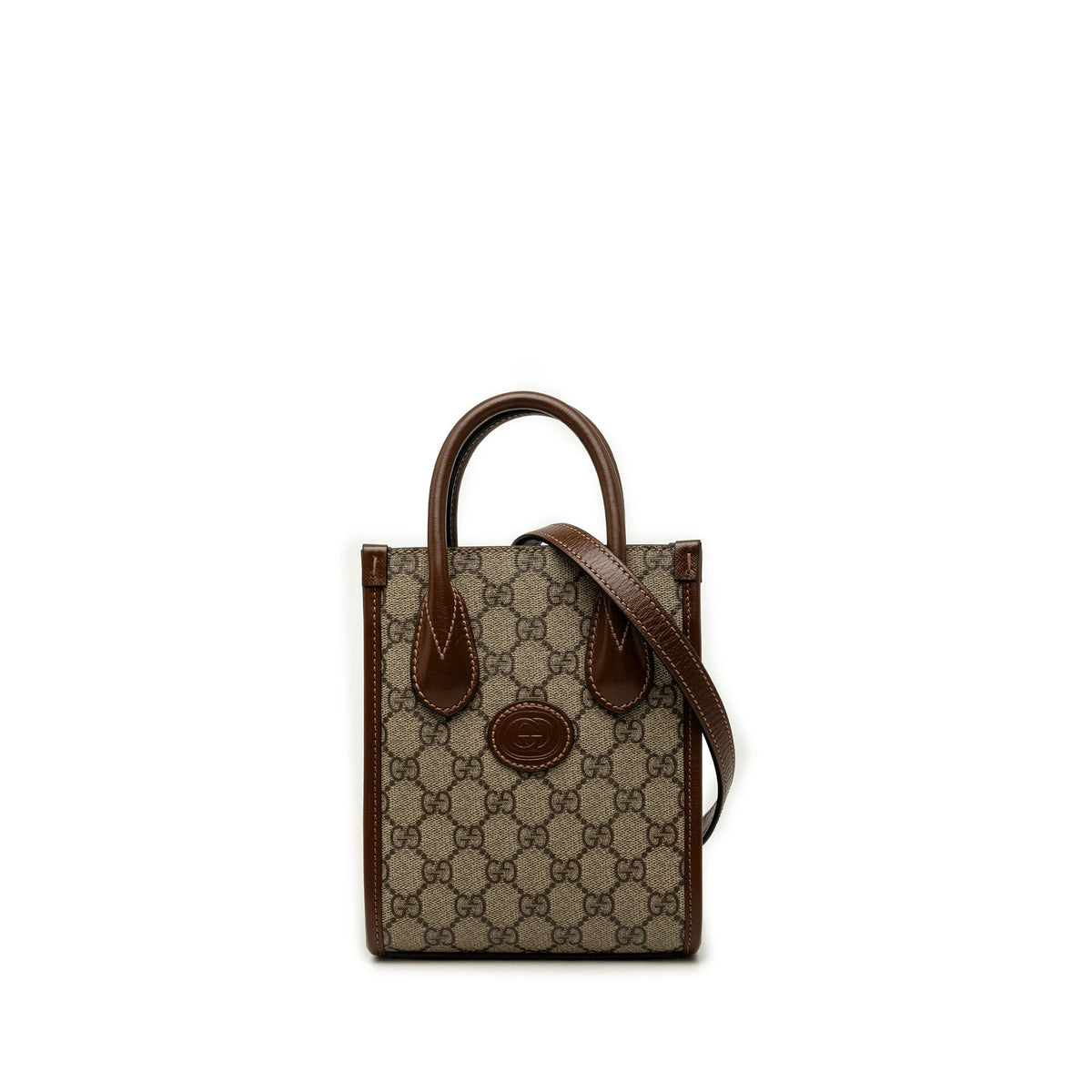 Gucci Mini GG Supreme Interlocking G Satchel — Beige