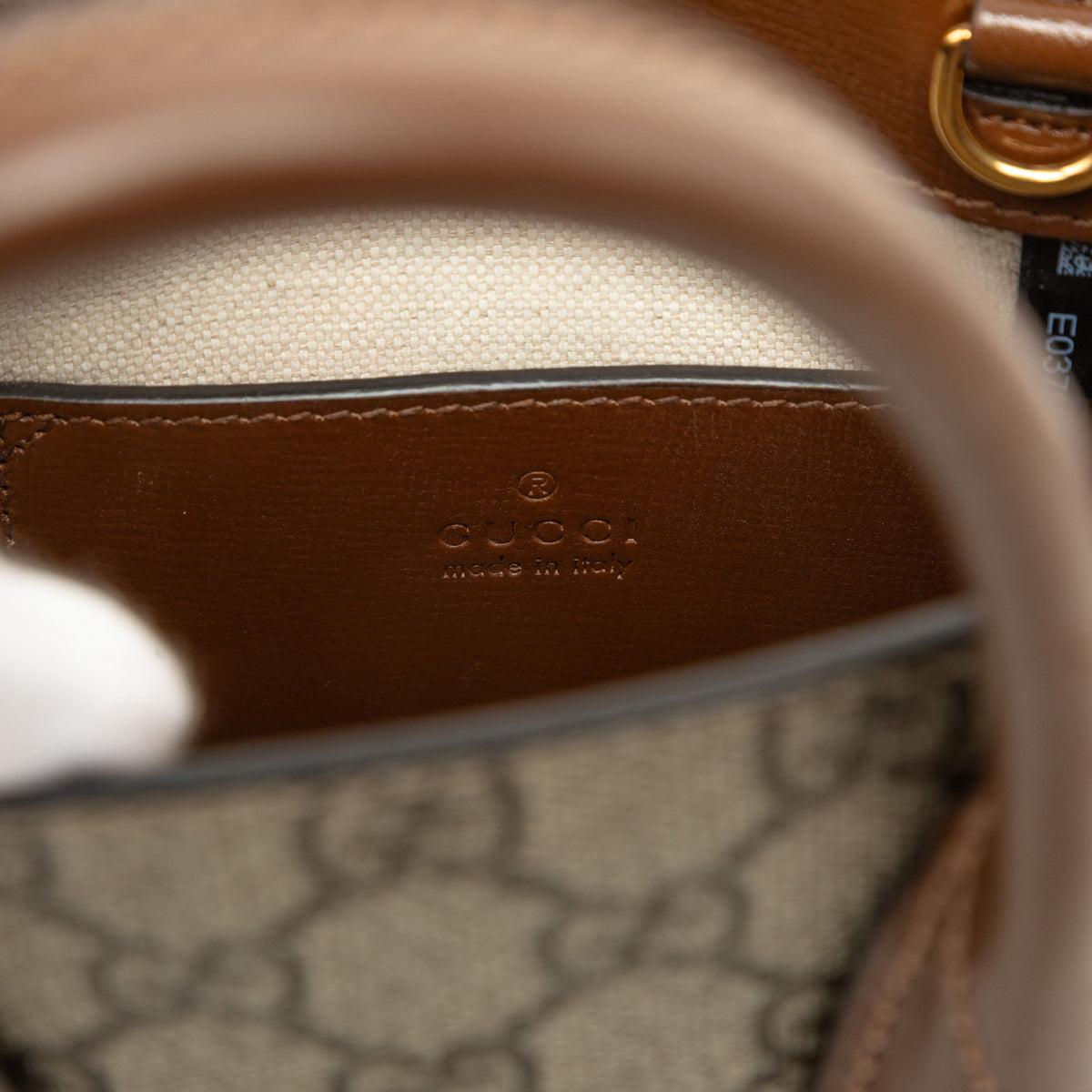 Gucci Mini GG Supreme Interlocking G Satchel — Beige