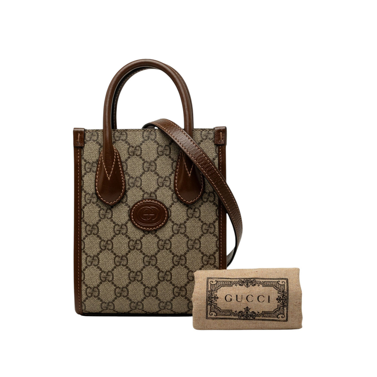 Gucci Mini GG Supreme Interlocking G Satchel — Beige