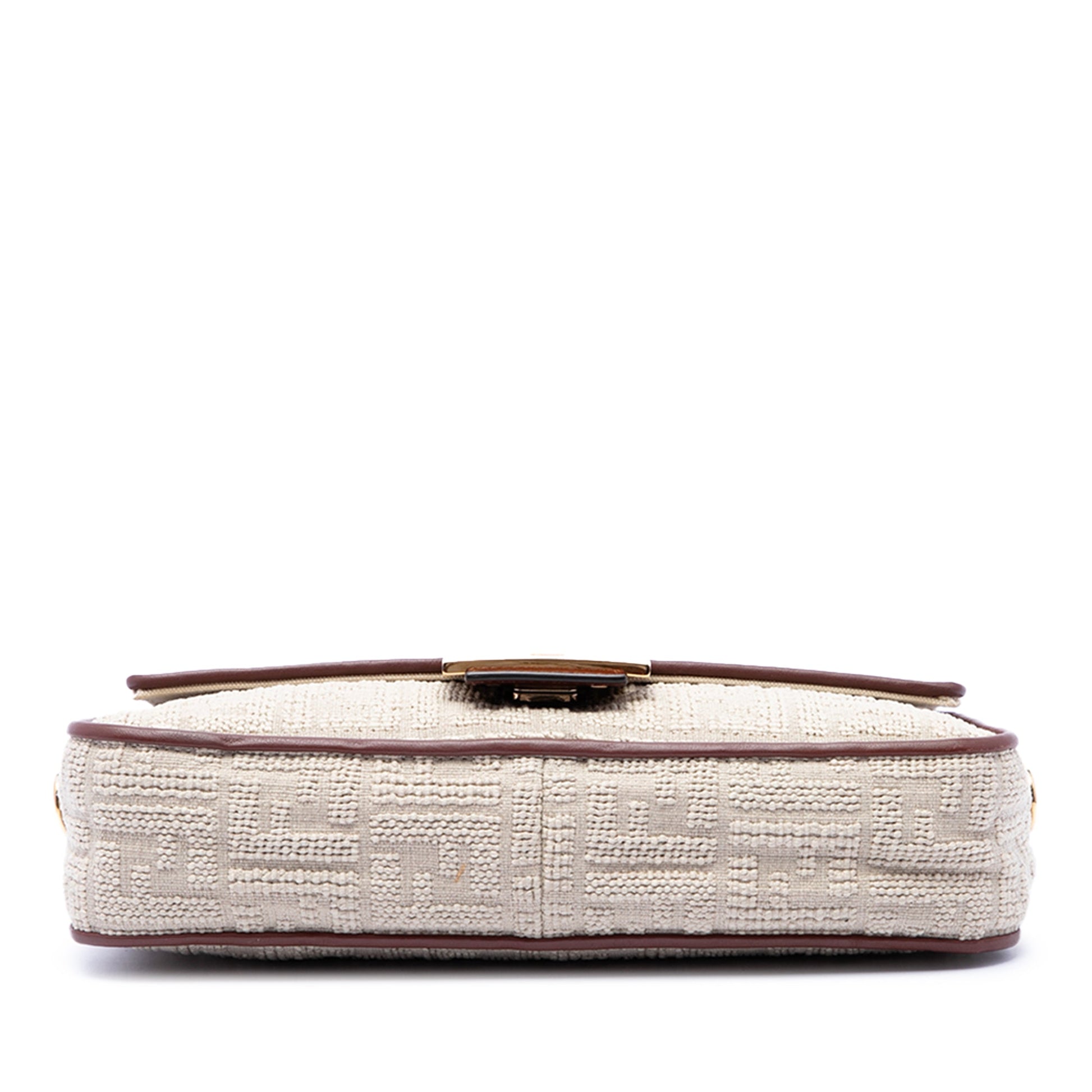 Fendi Zucca Embroidered Canvas Baguette Satchel