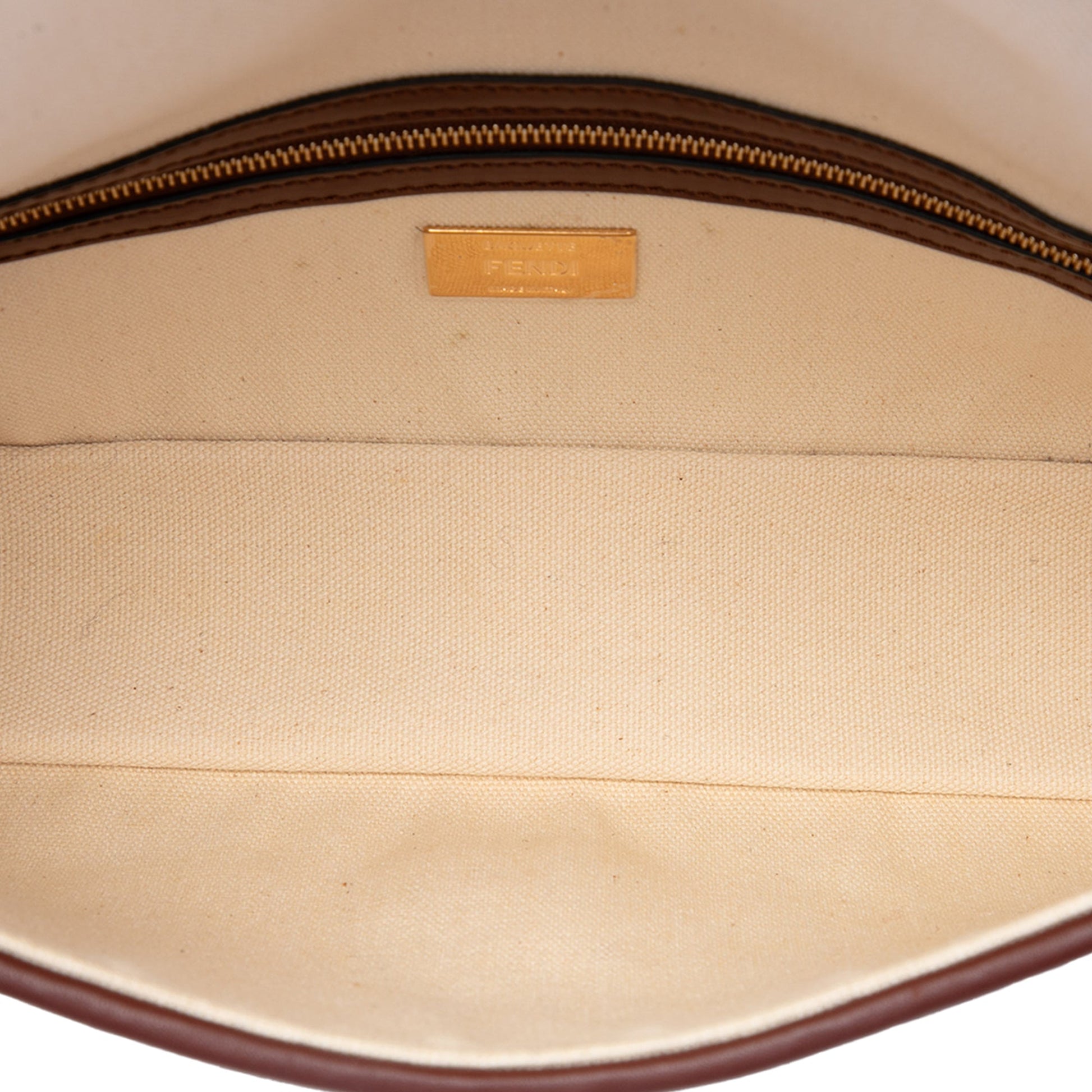 Fendi Zucca Embroidered Canvas Baguette Satchel
