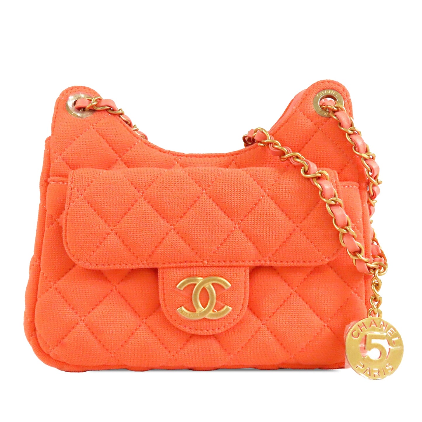 Chanel Small Quilted Jersey Wavy CC Hobo