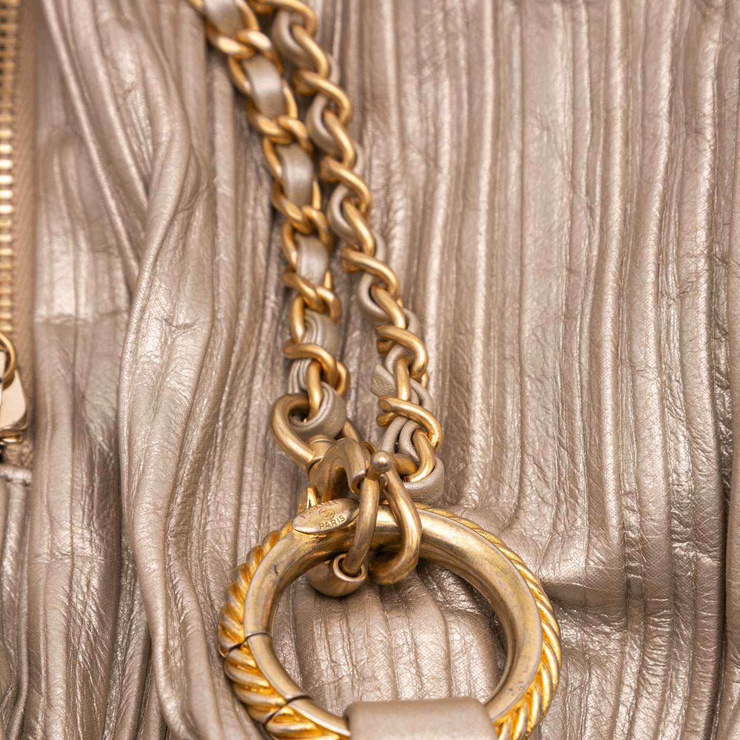 Chanel Medium Metallic Calfskin Coco Pleats Drawstring Backpack