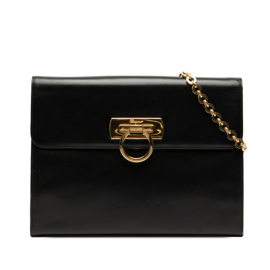 Ferragamo Croc Embossed Leather Vara Crossbody
