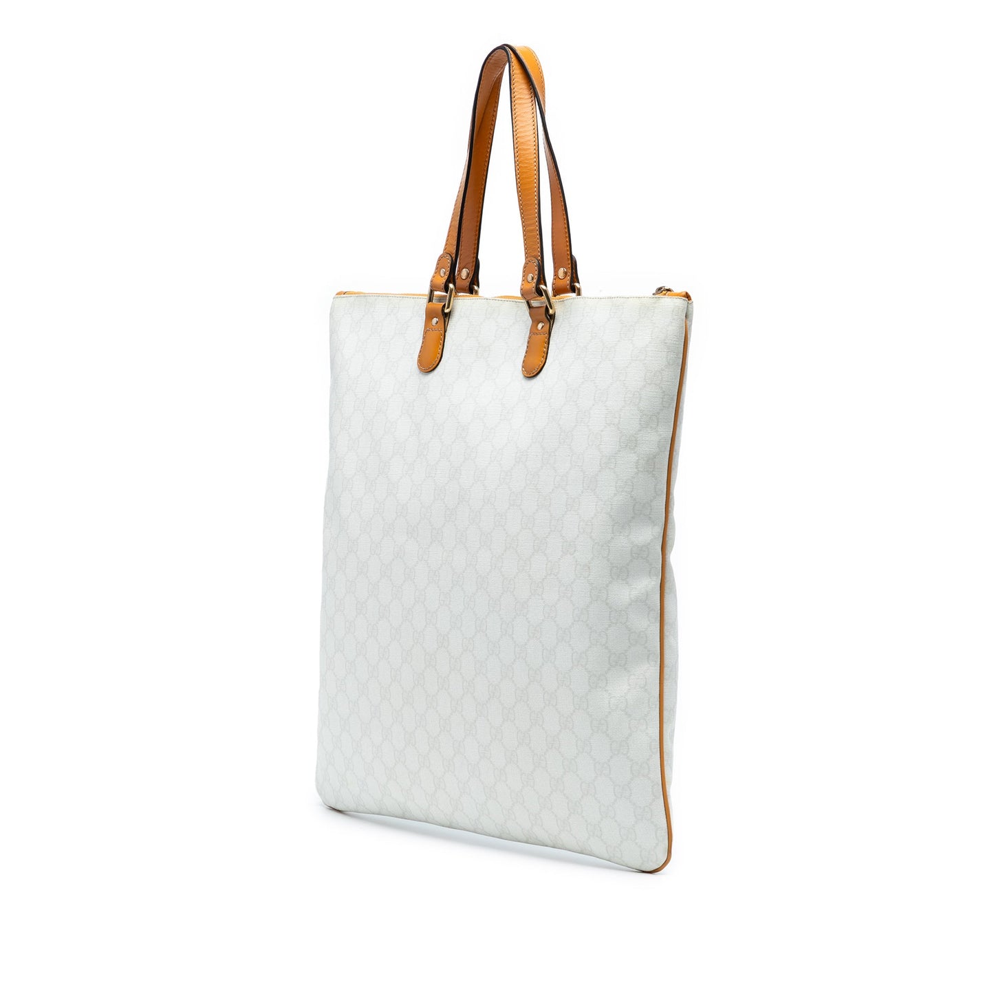 Gucci GG Supreme Heritage Logo Flat Zip Tote
