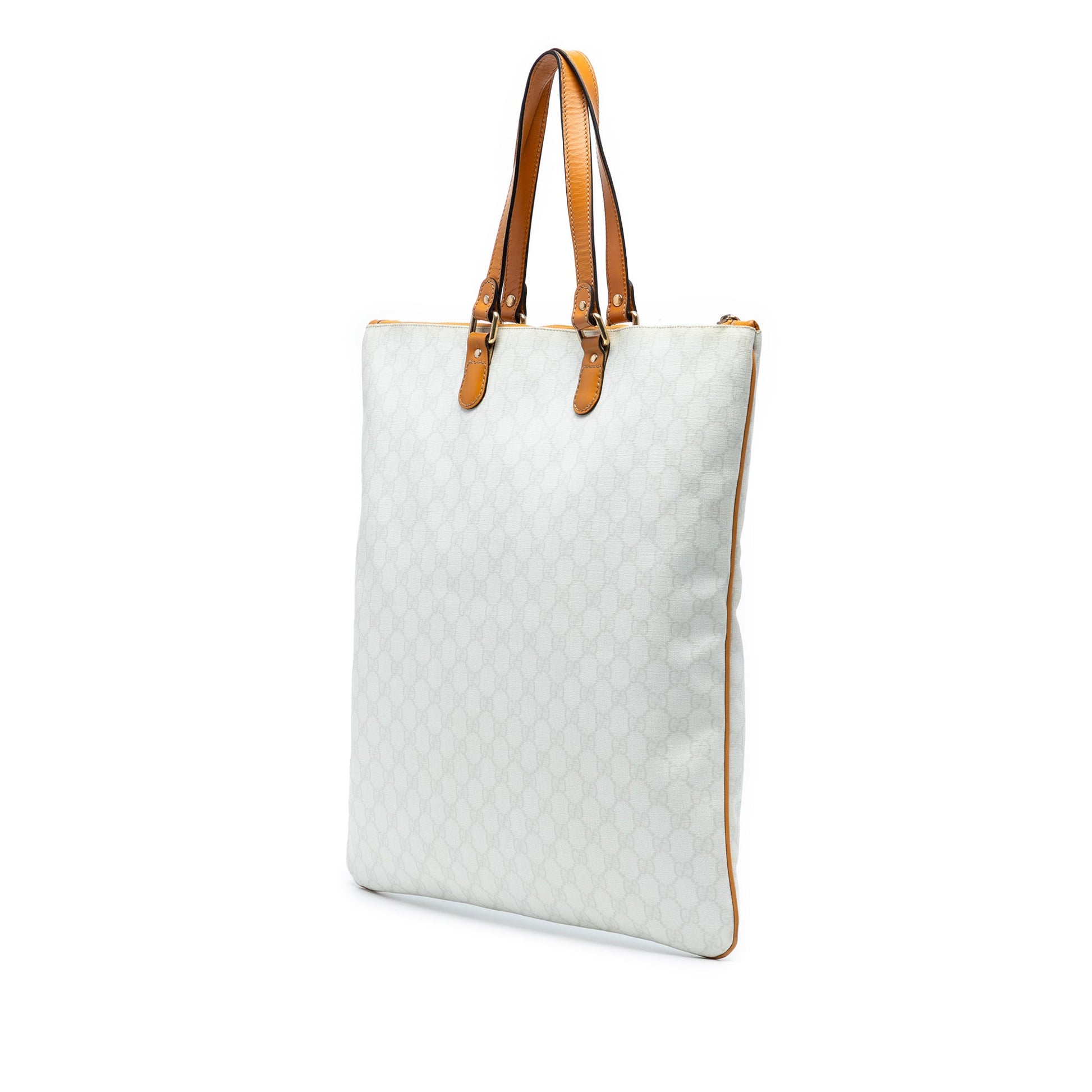 Gucci GG Supreme Heritage Logo Flat Zip Tote