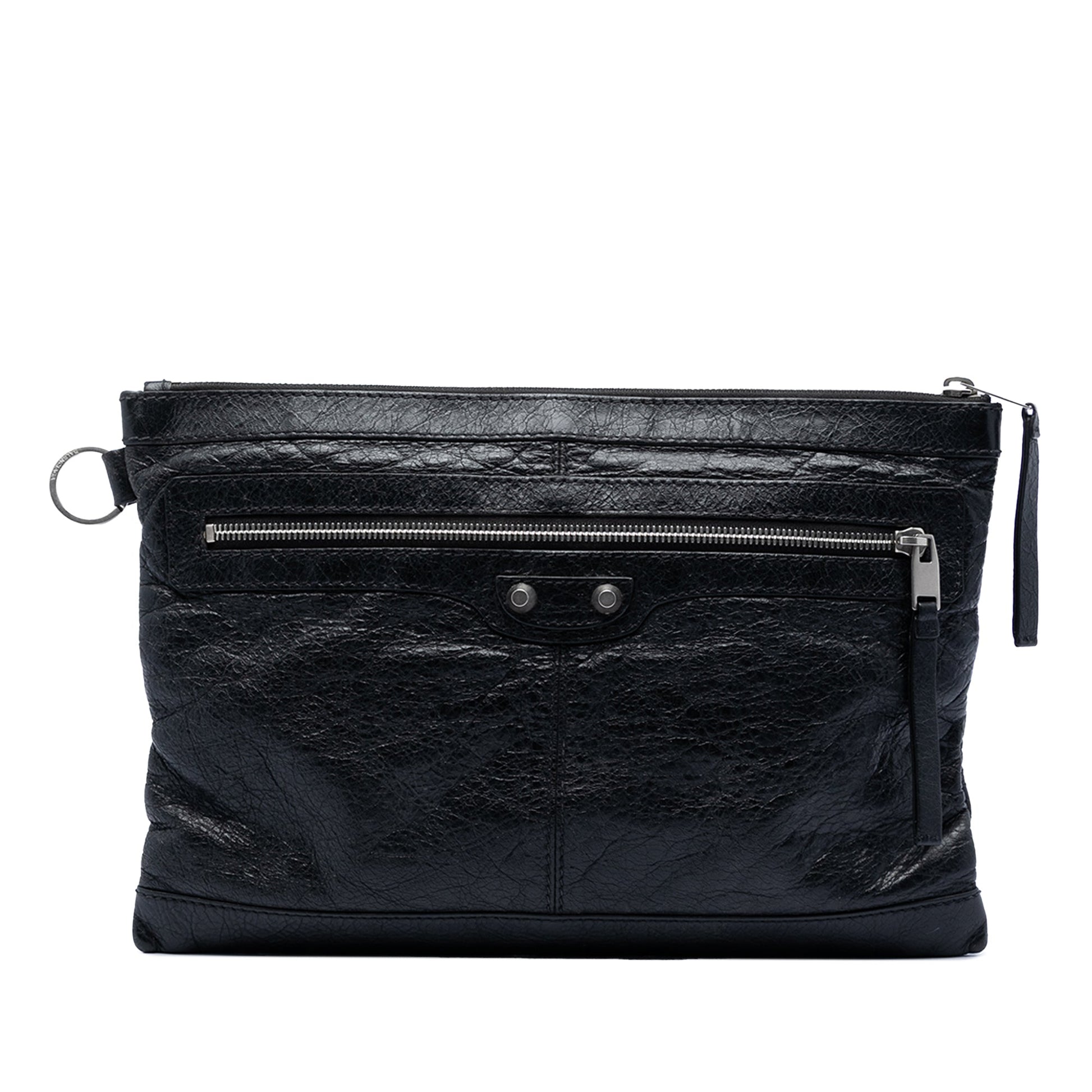 Balenciaga Lambskin Motocross Classic Clip Clutch M