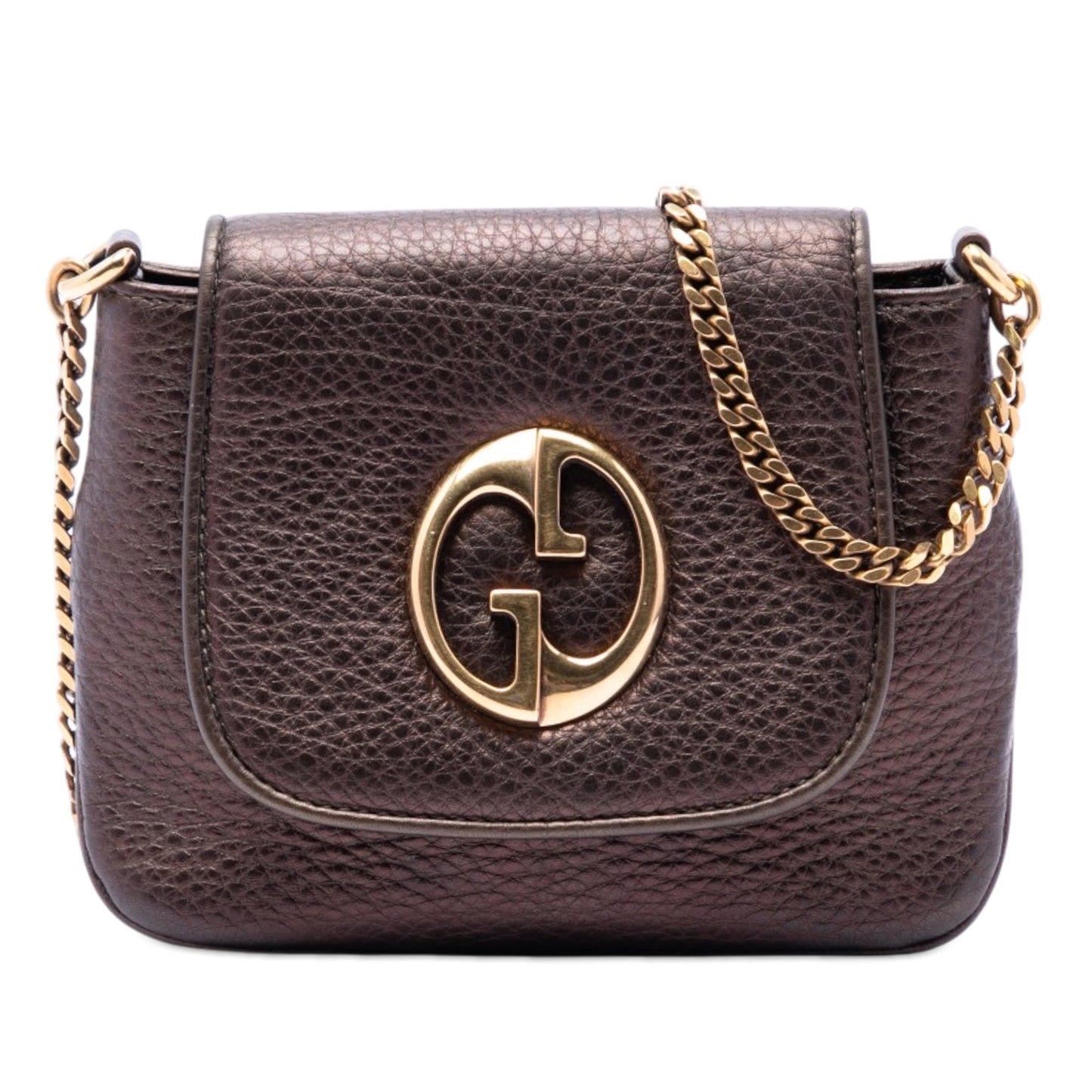 Gucci Small Metallic Pebbled Calfskin 1973 Chain Crossbody