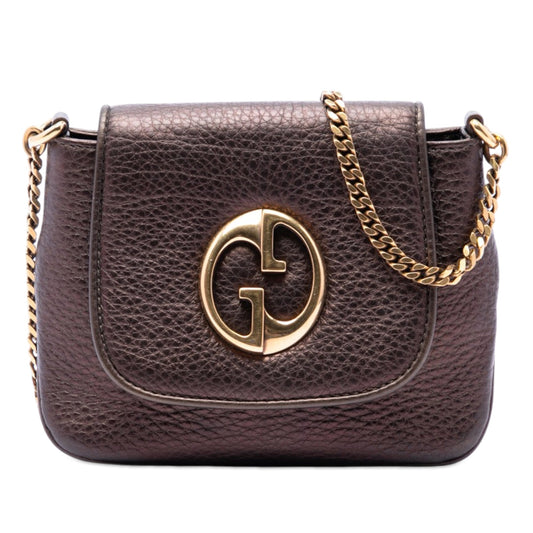 Gucci Small Metallic Pebbled Calfskin 1973 Chain Crossbody
