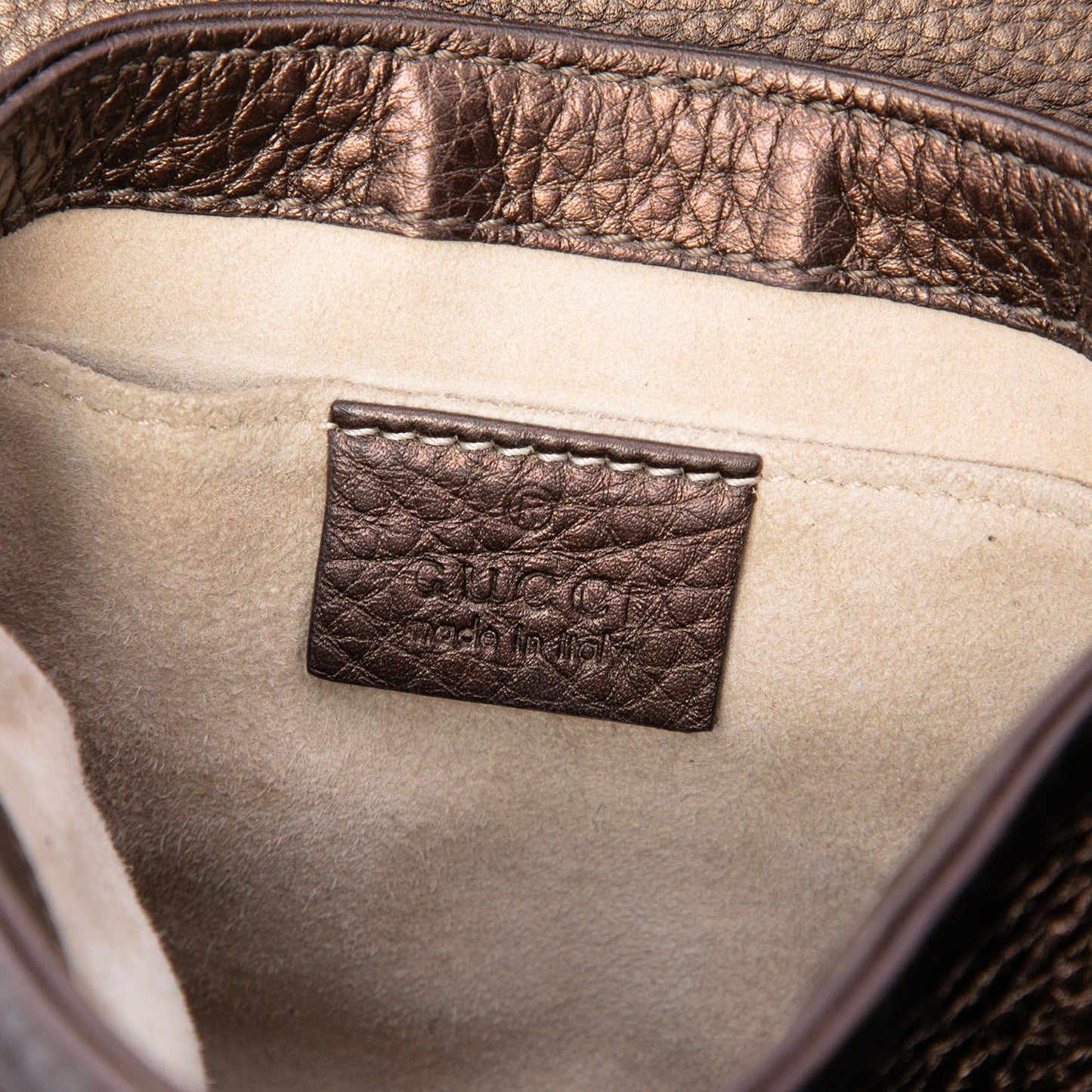 Gucci Small Metallic Pebbled Calfskin 1973 Chain Crossbody