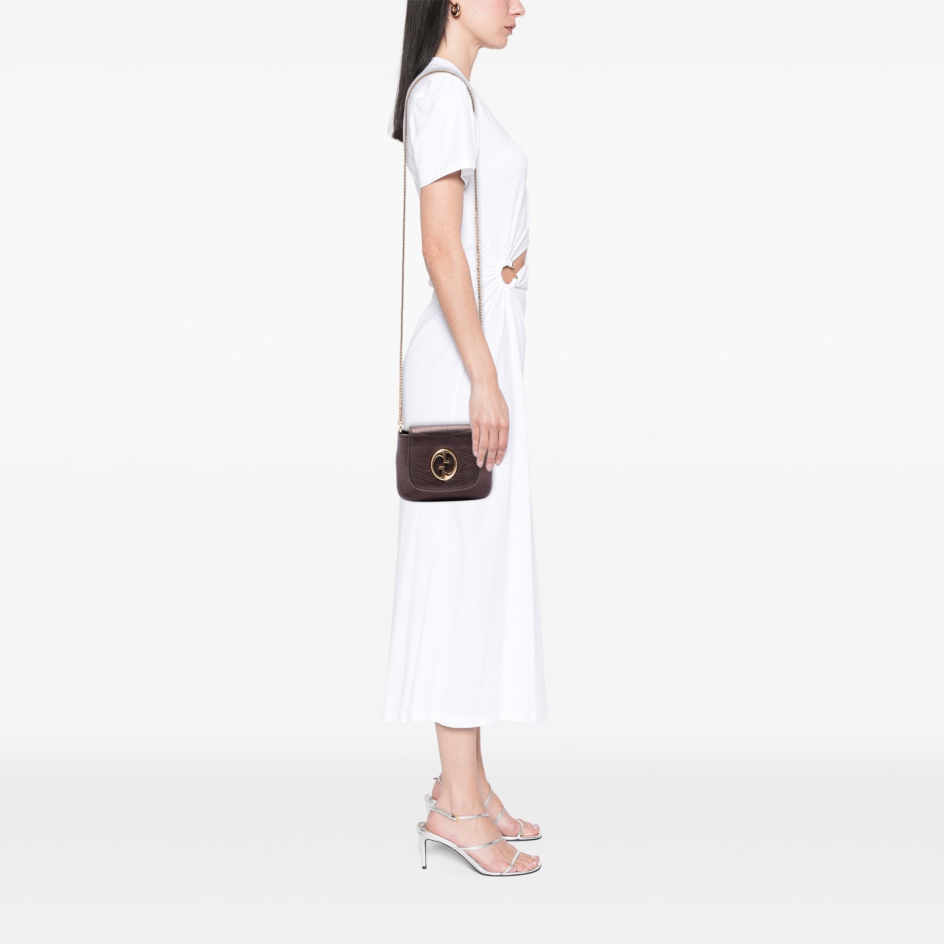 Gucci Small Metallic Pebbled Calfskin 1973 Chain Crossbody