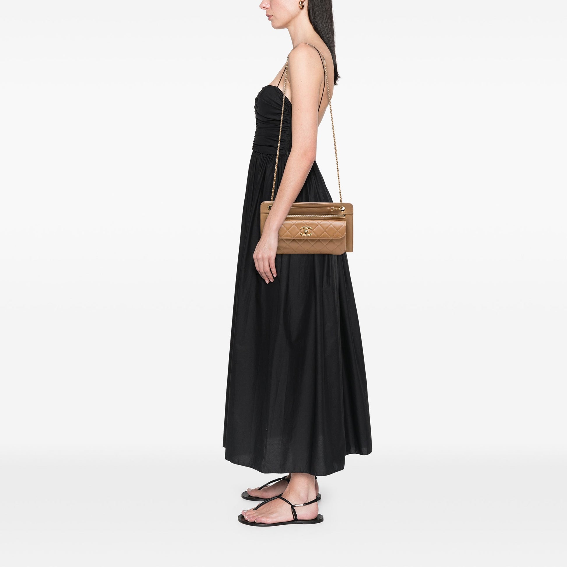Chanel CC Quilted Lambskin Front Pocket Shoulder Bag