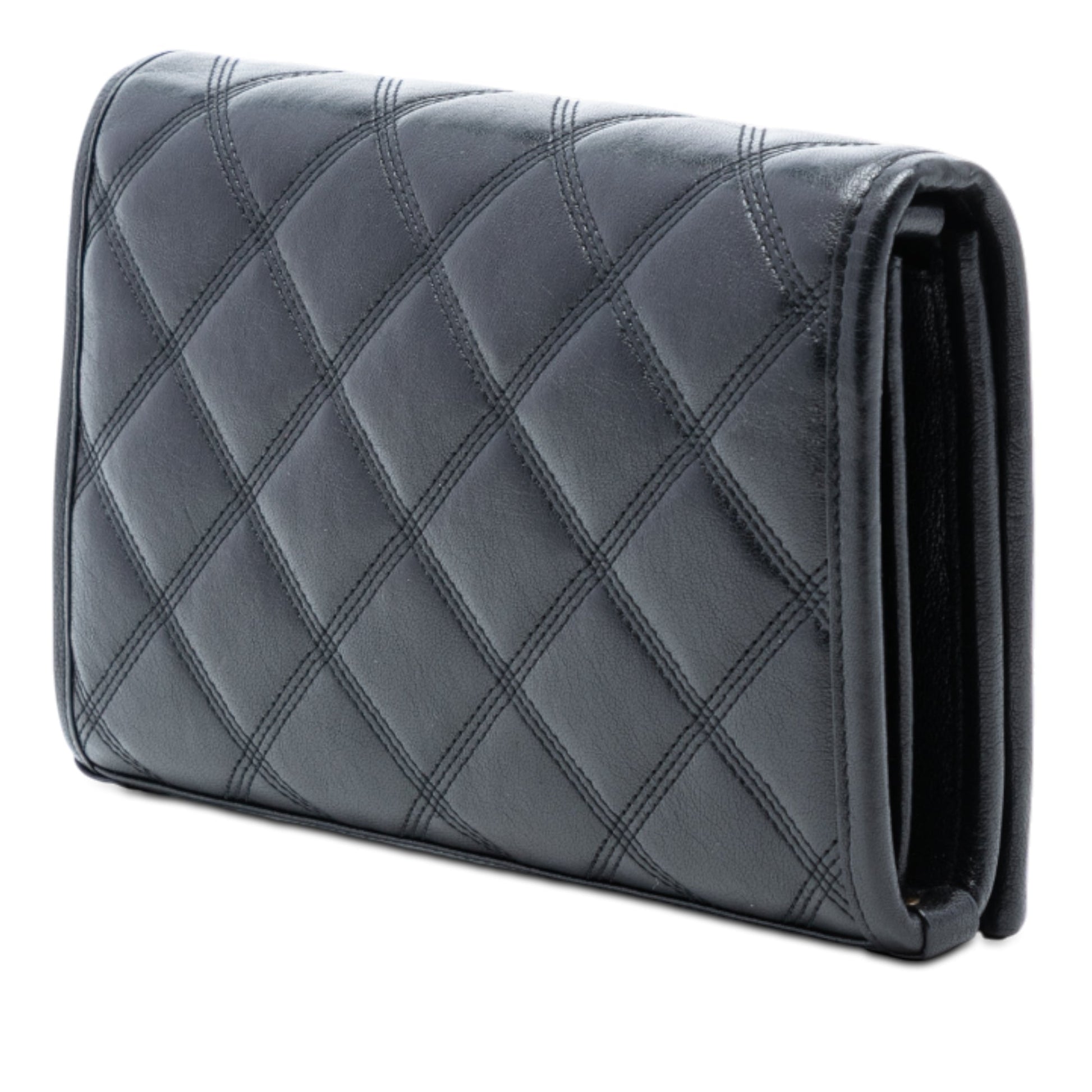 Saint Laurent Quilted Diamond Lambskin Becky Wallet on Chain