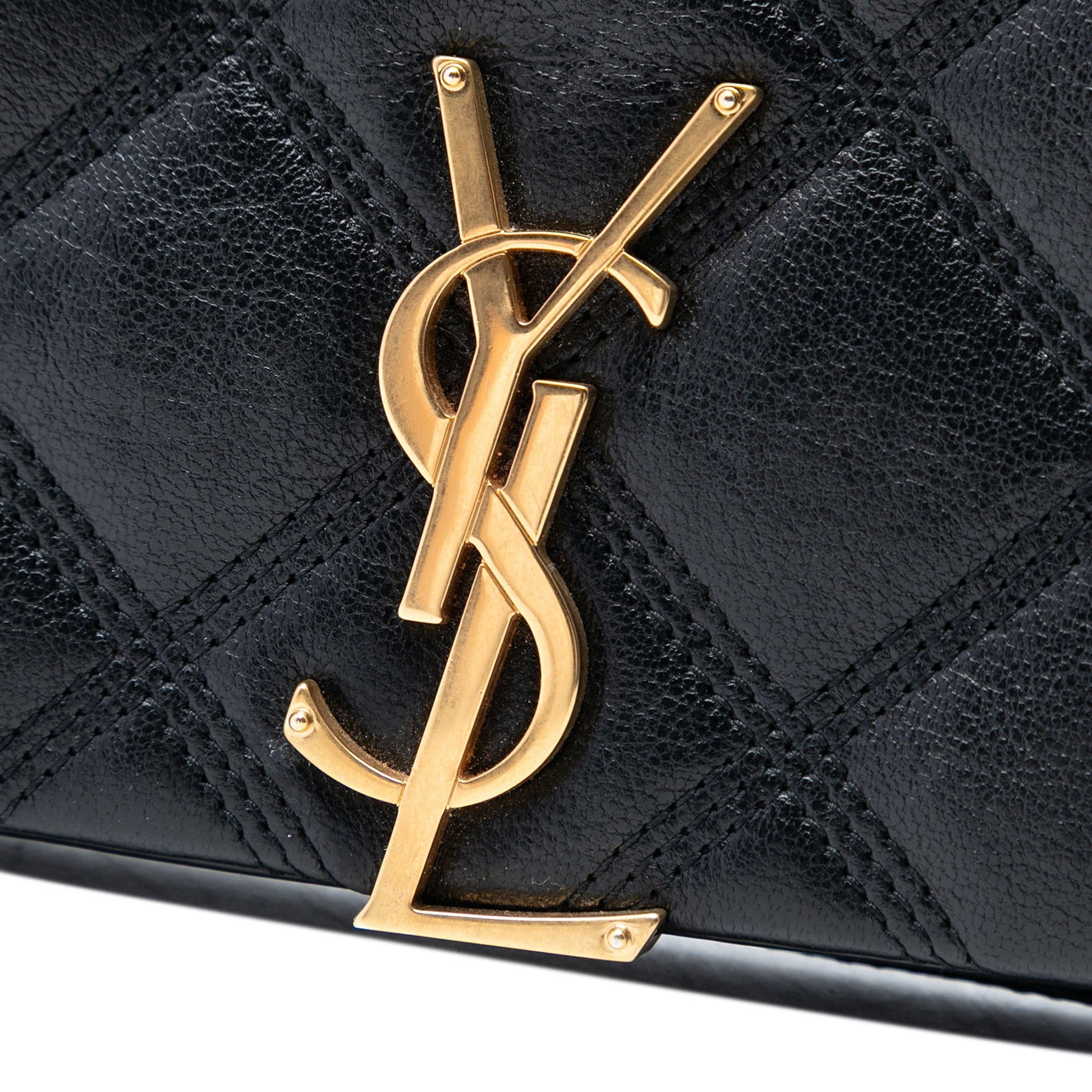 Saint Laurent Quilted Diamond Lambskin Becky Wallet on Chain