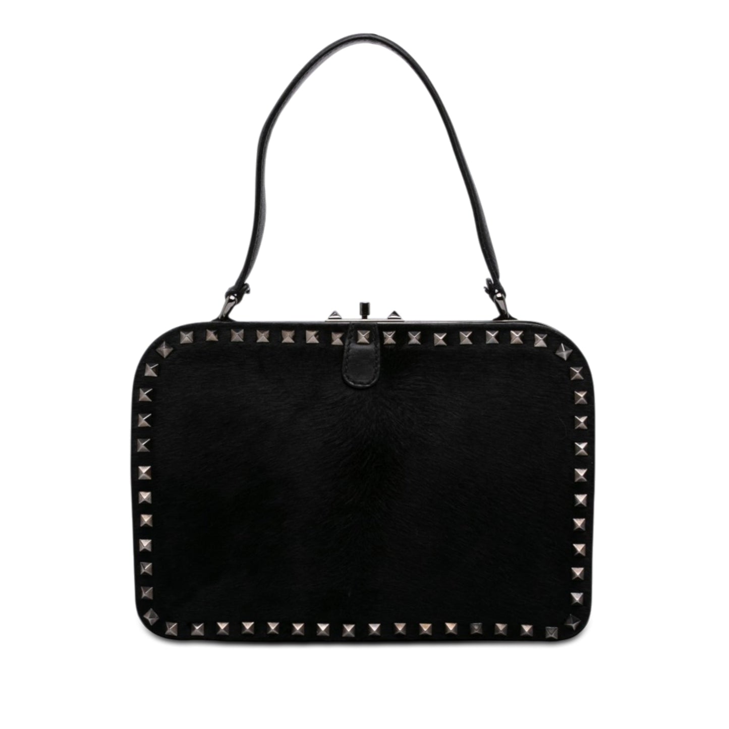 Valentino Pony Hair Rockstud Top Handle Bag