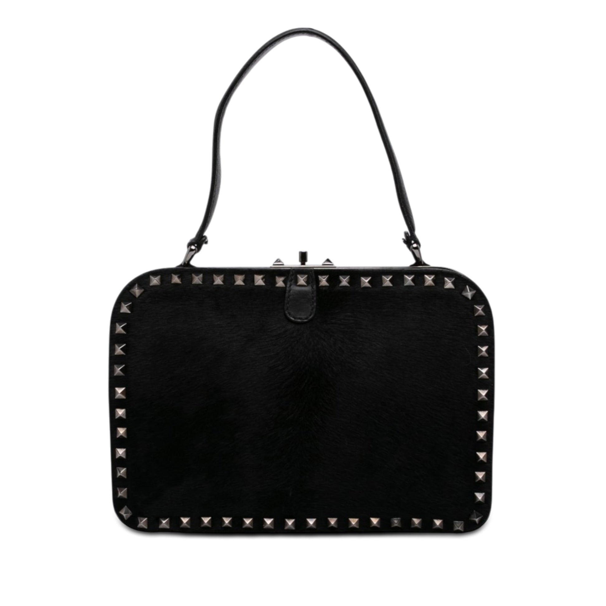 Valentino Pony Hair Rockstud Top Handle Bag