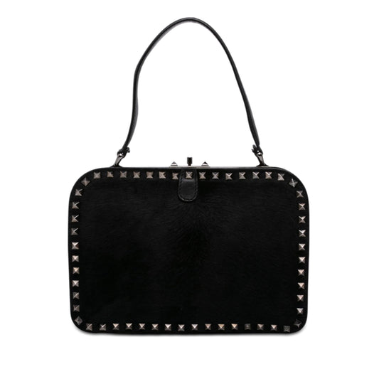 Valentino Pony Hair Rockstud Top Handle Bag