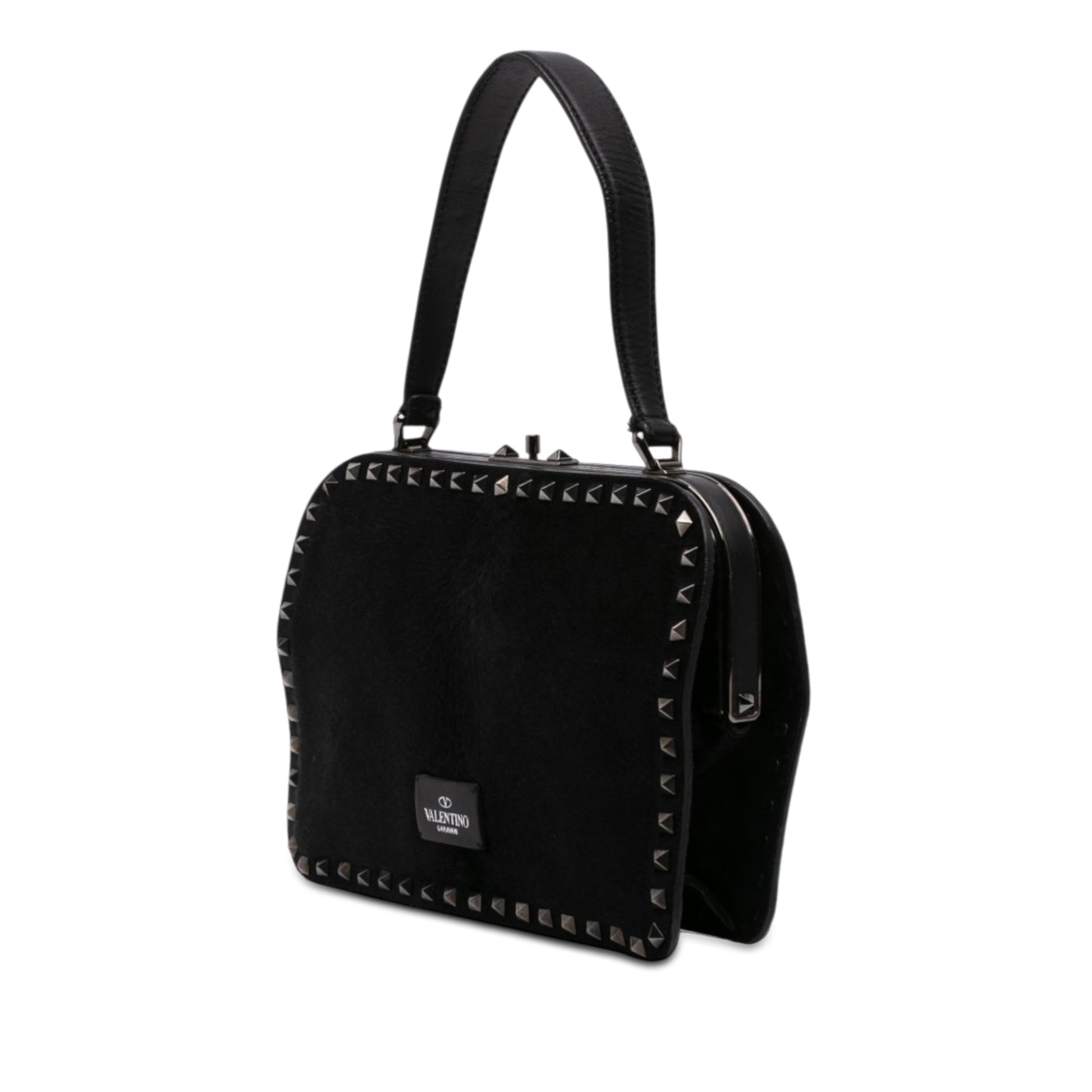 Valentino Pony Hair Rockstud Top Handle Bag
