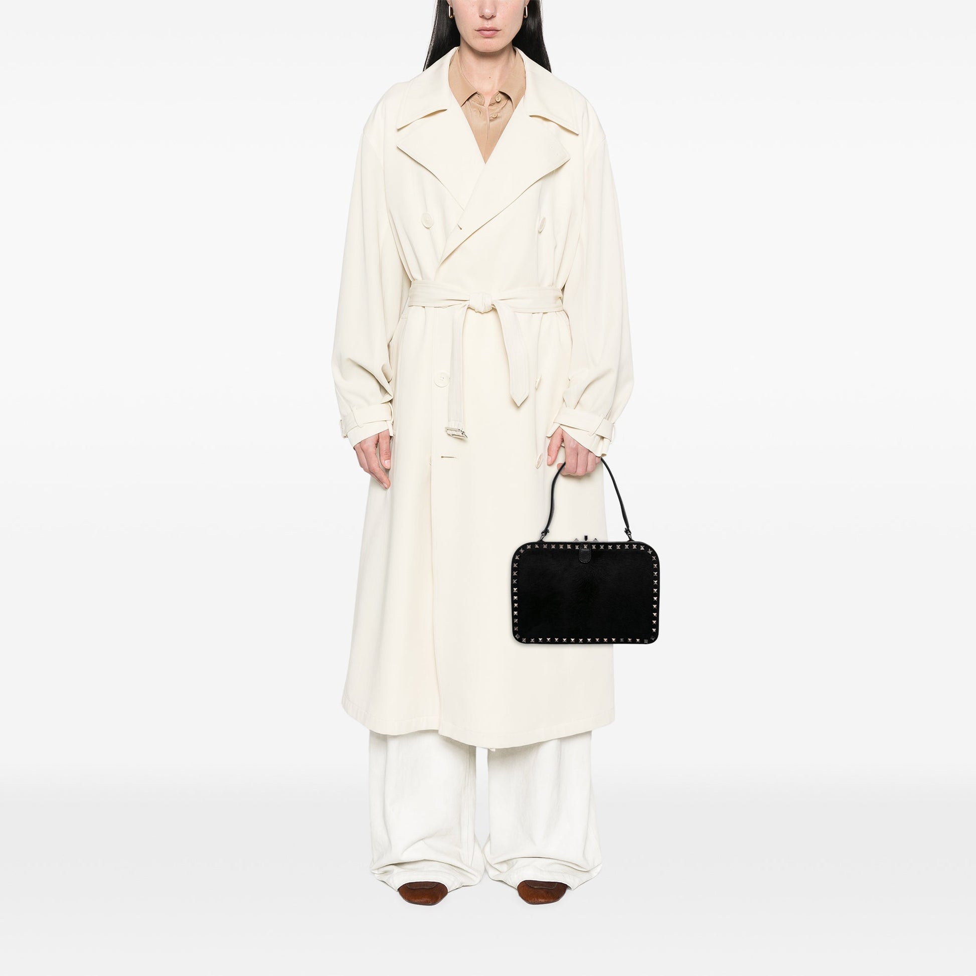 Valentino Pony Hair Rockstud Top Handle Bag