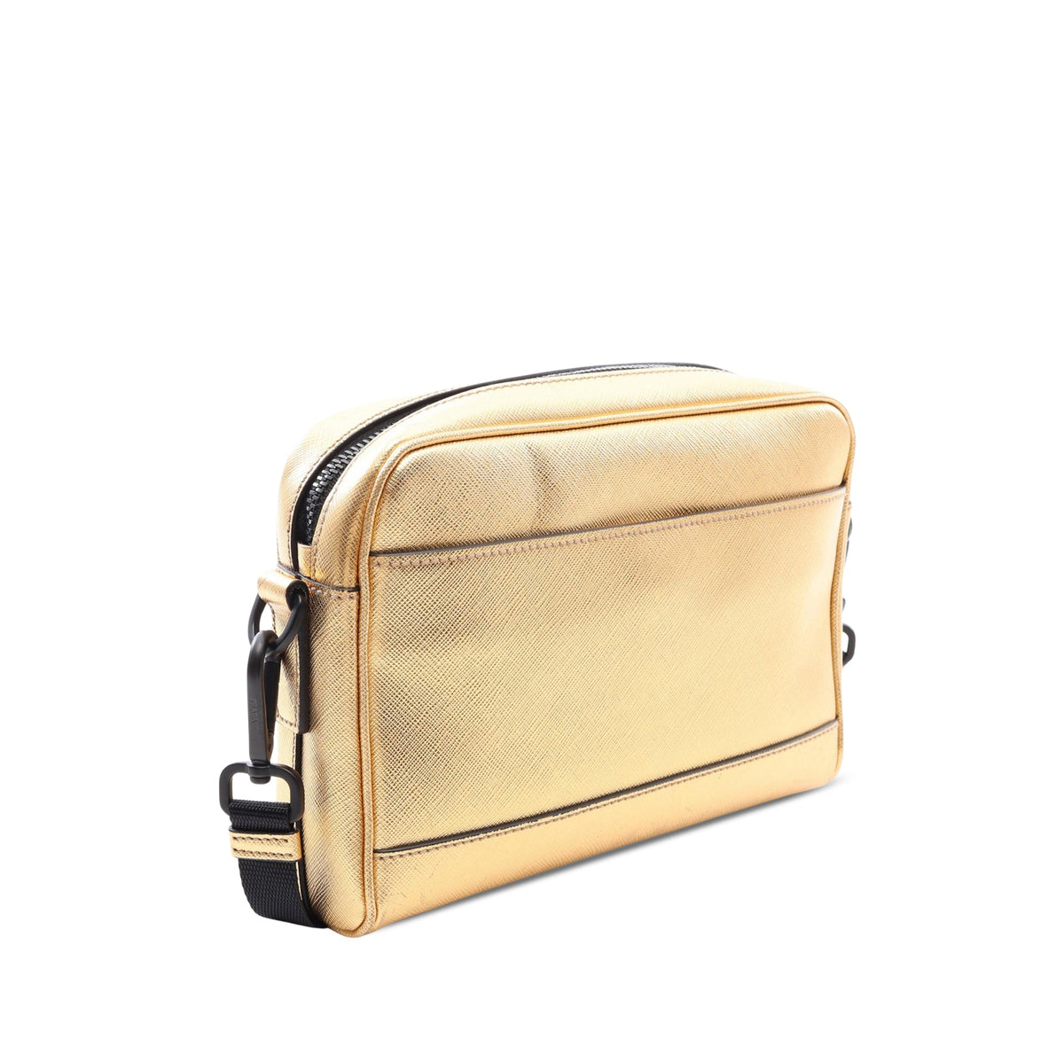 Prada Saffiano Travel Crossbody — Gold