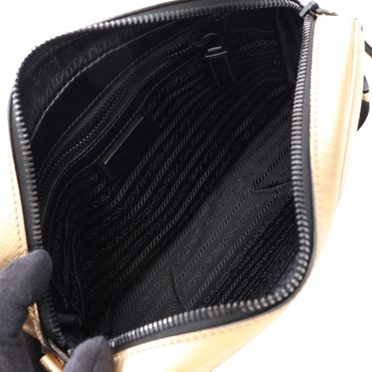 Prada Saffiano Travel Crossbody — Gold
