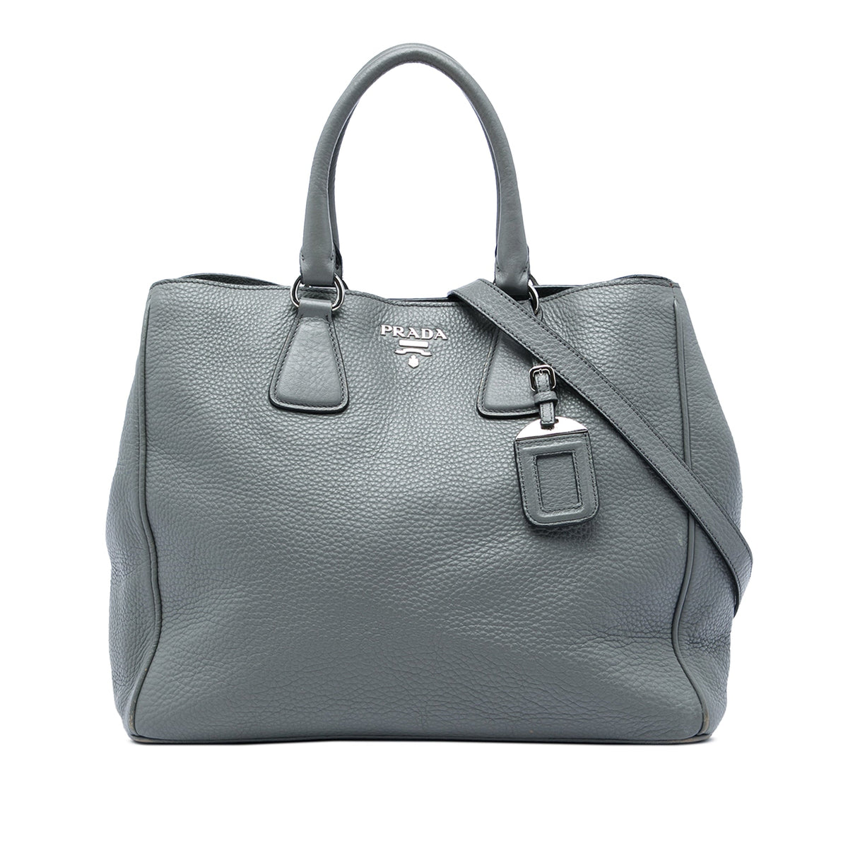 Prada Vitello Daino Open Convertible Tote — Gray