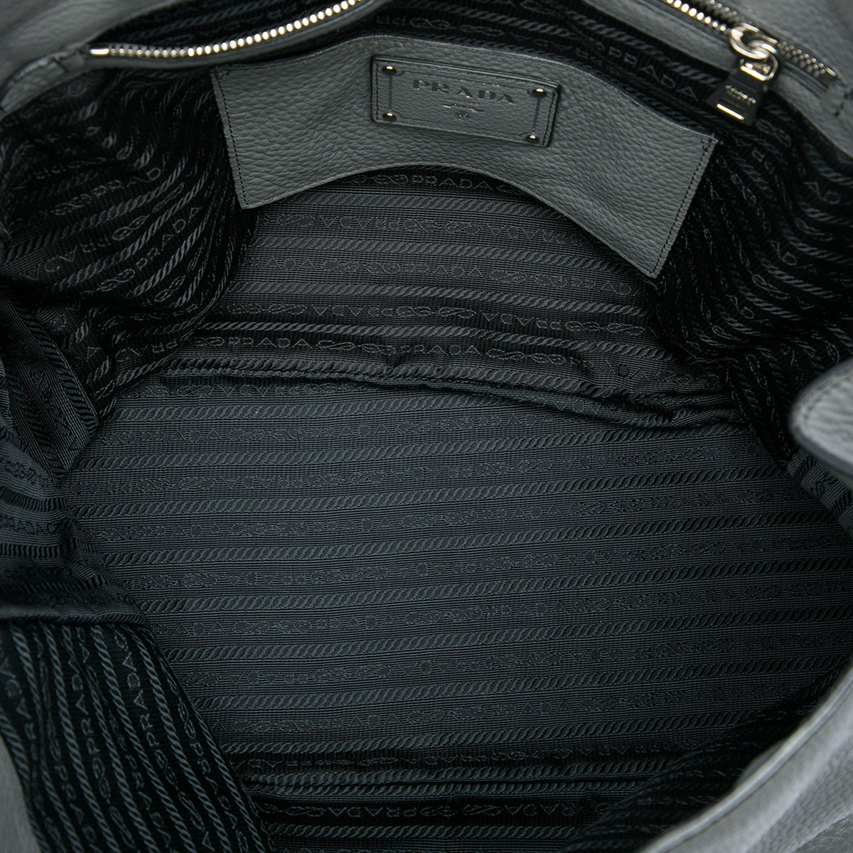 Prada Vitello Daino Open Convertible Tote — Gray