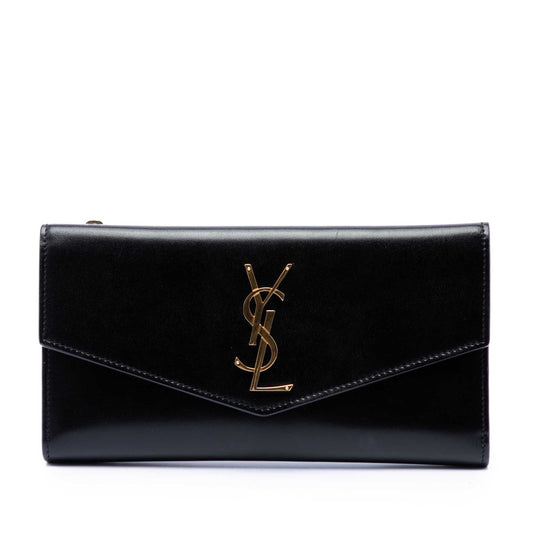 Saint Laurent Smooth Shiny Calfskin Monogram Uptown Clutch
