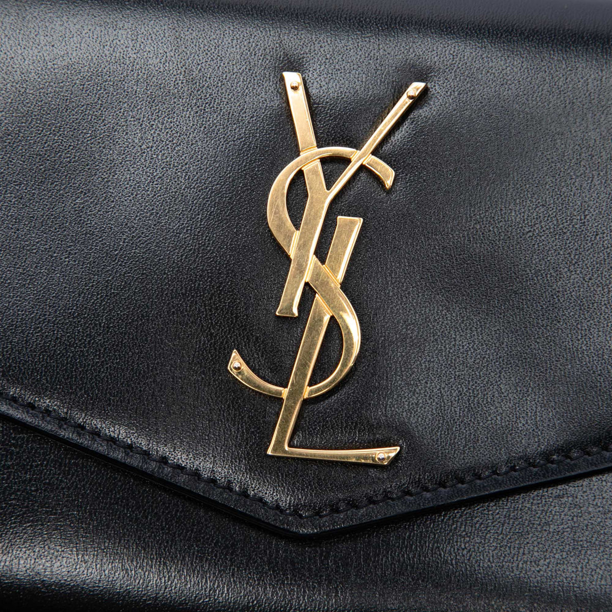 Saint Laurent Smooth Shiny Calfskin Monogram Uptown Clutch