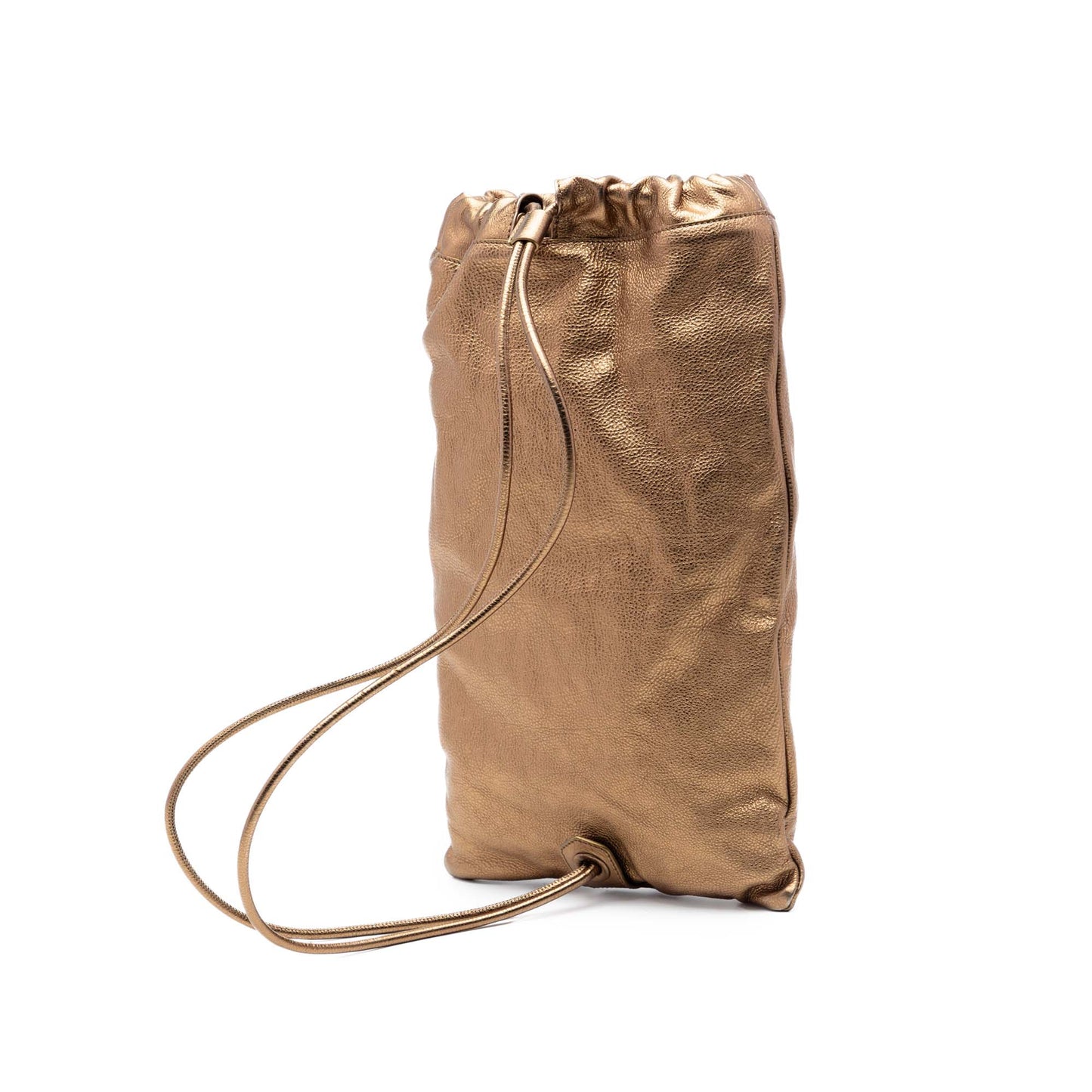 Burberry Metallic Grained Calfskin Drawstring Sling Bag