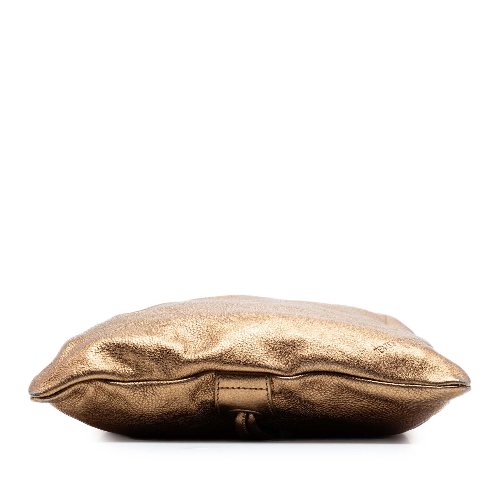 Burberry Metallic Grained Calfskin Drawstring Sling Bag