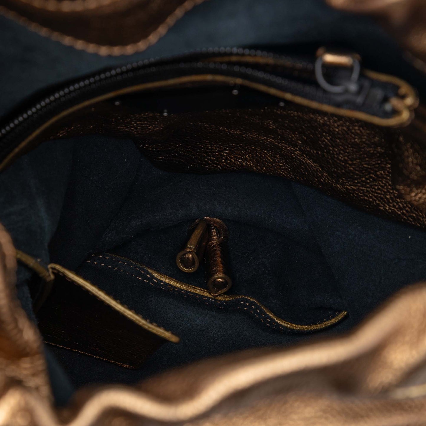 Burberry Metallic Grained Calfskin Drawstring Sling Bag