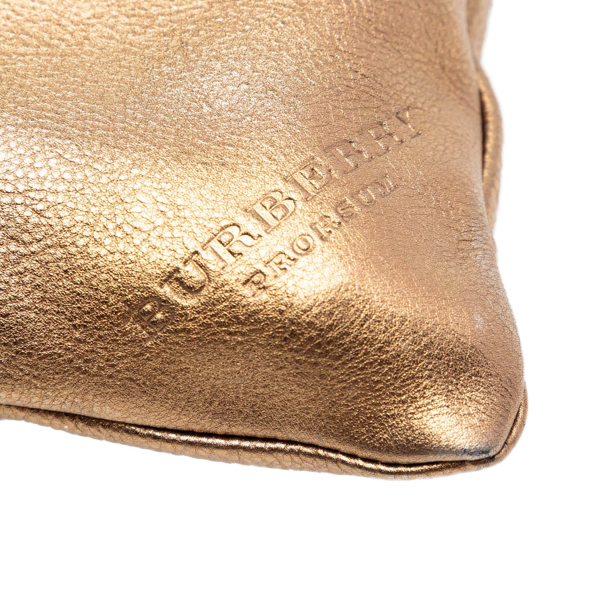 Burberry Metallic Grained Calfskin Drawstring Sling Bag