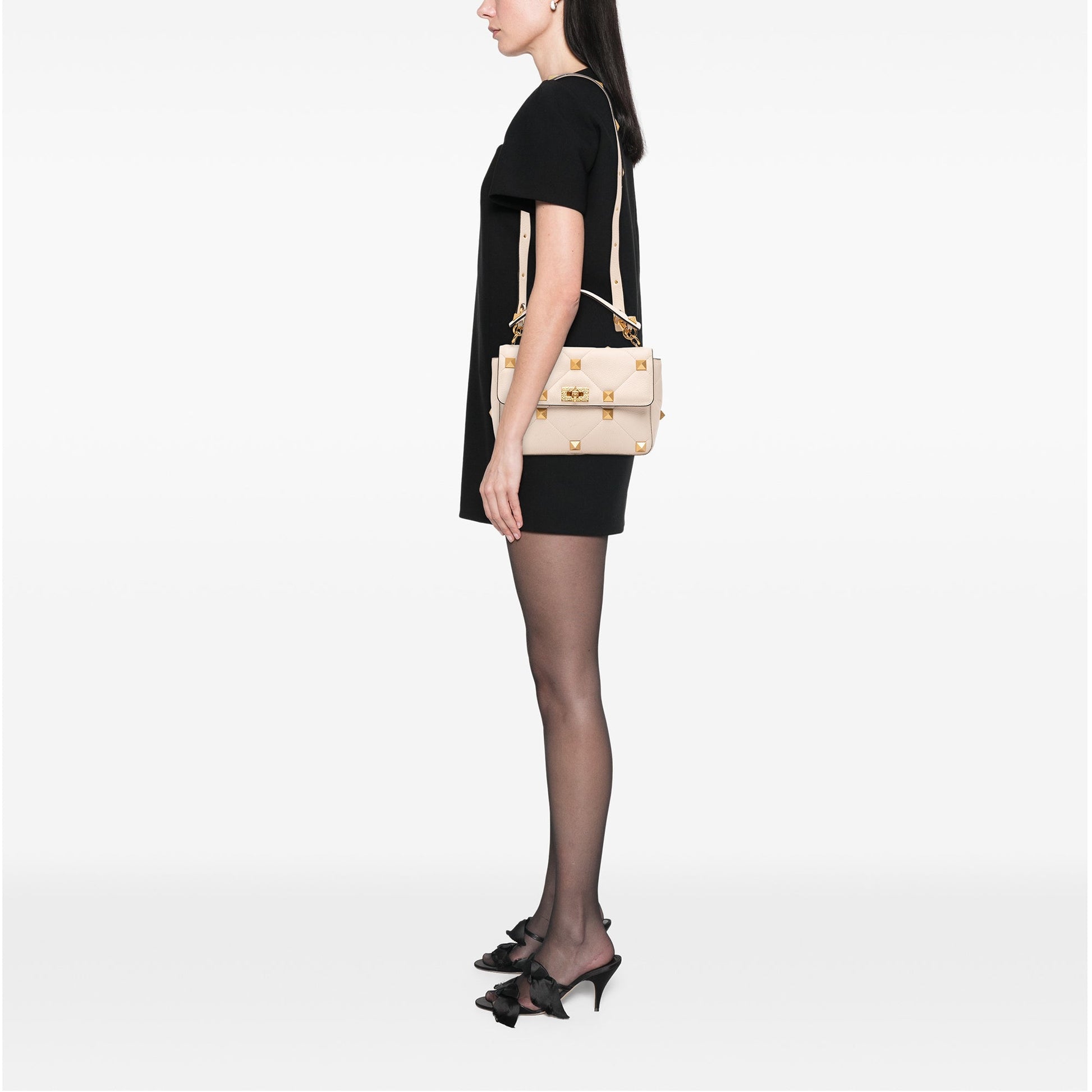 Valentino Large Grained Calfskin Roman Stud Satchel