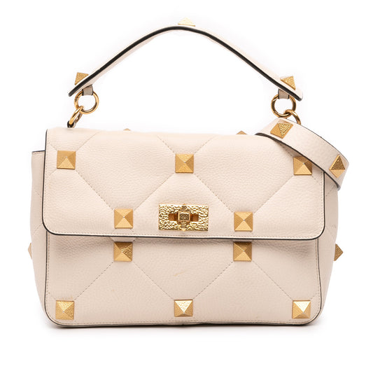 Valentino Large Grained Calfskin Roman Stud Satchel