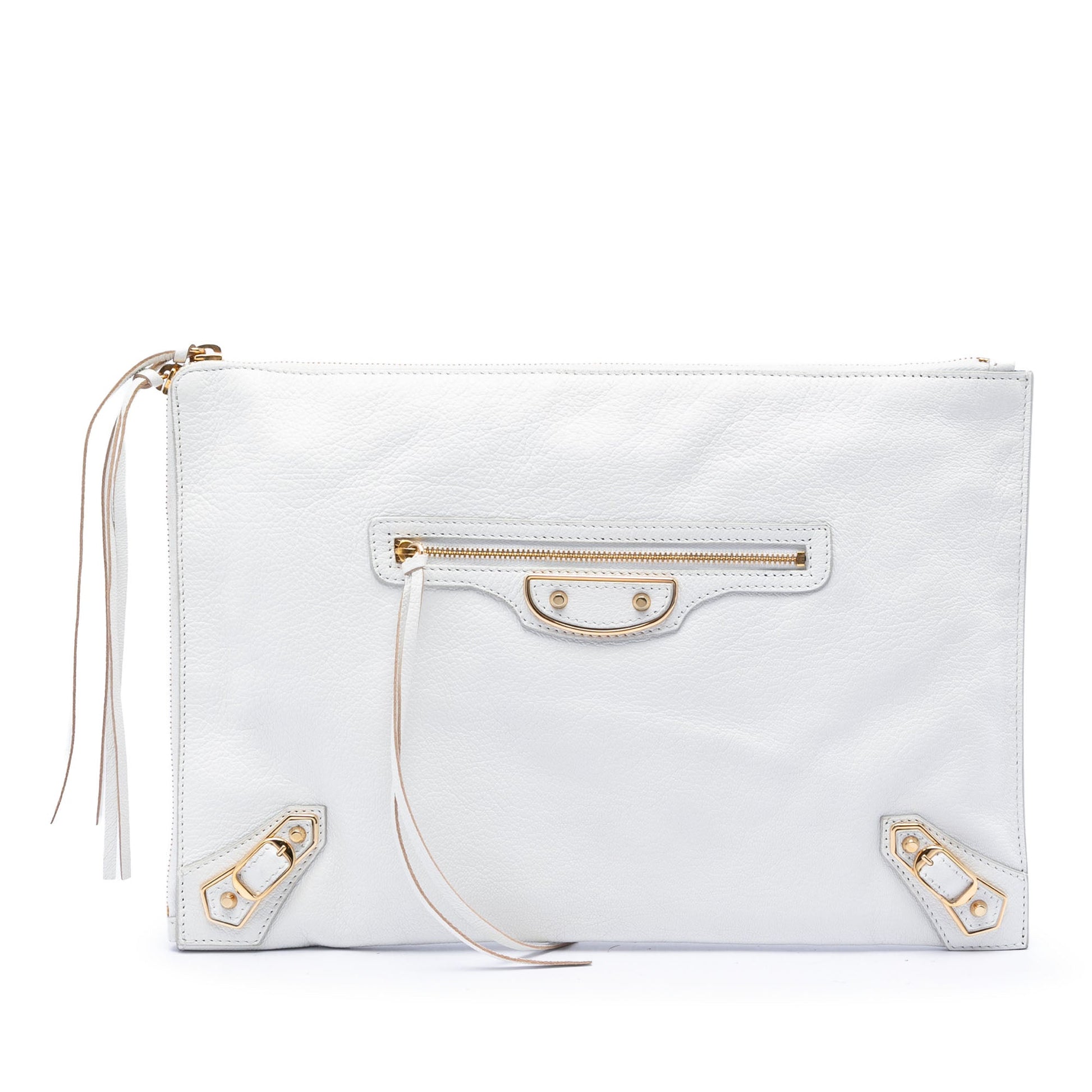 Balenciaga Goatskin Motocross Classic Metallic Edge Clutch