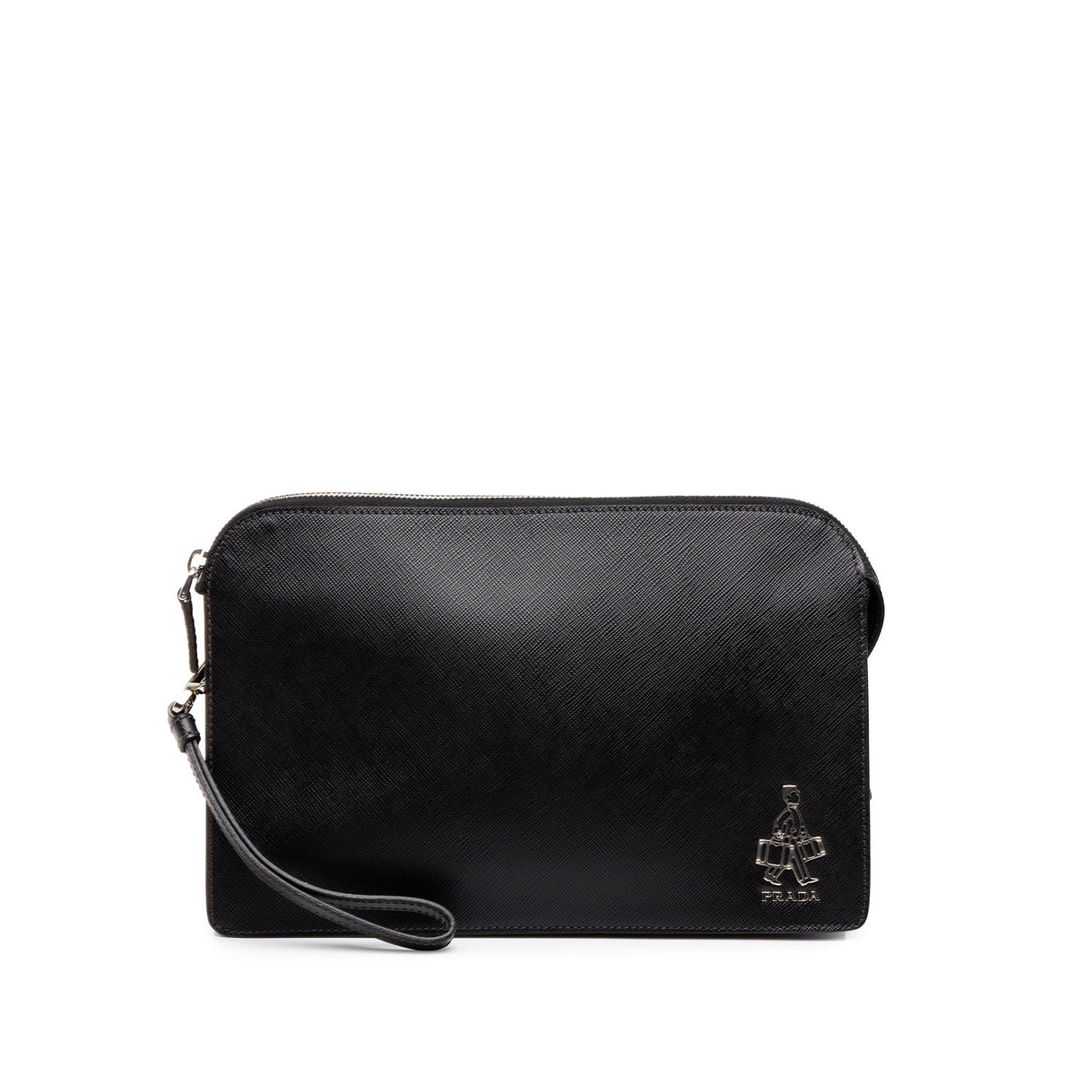 Prada Saffiano Bellboy Clutch — Black