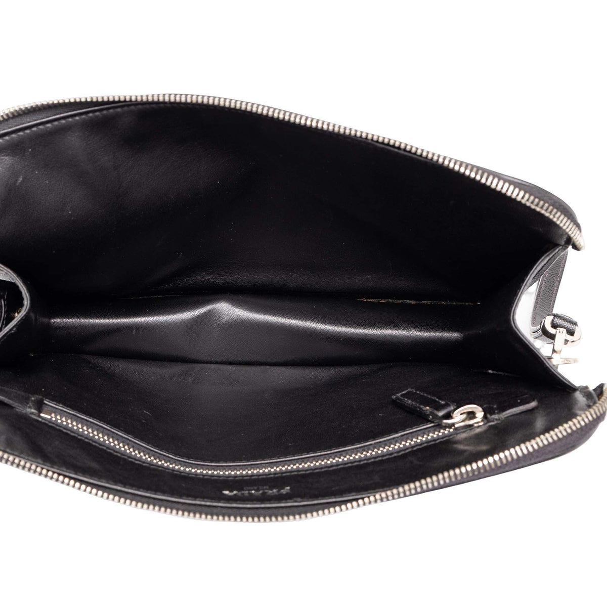 Prada Saffiano Bellboy Clutch — Black
