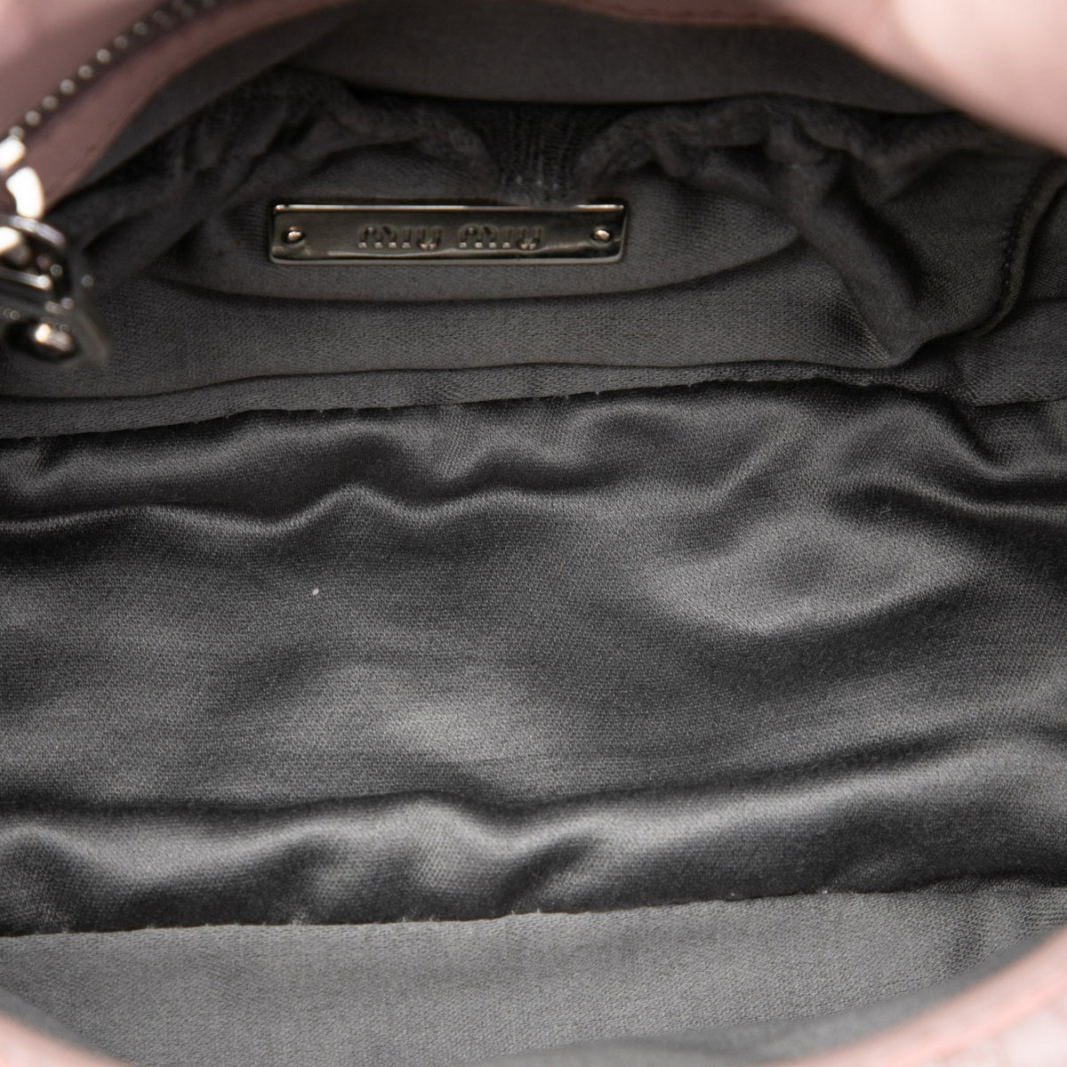 Miu Miu Matelasse Nappa Crystal Chain Crossbody — Pink