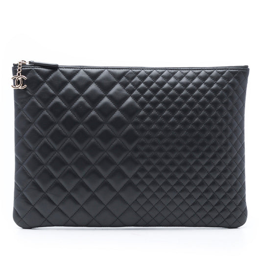 Chanel Large Bi Quilted Lambskin O Case Clutch