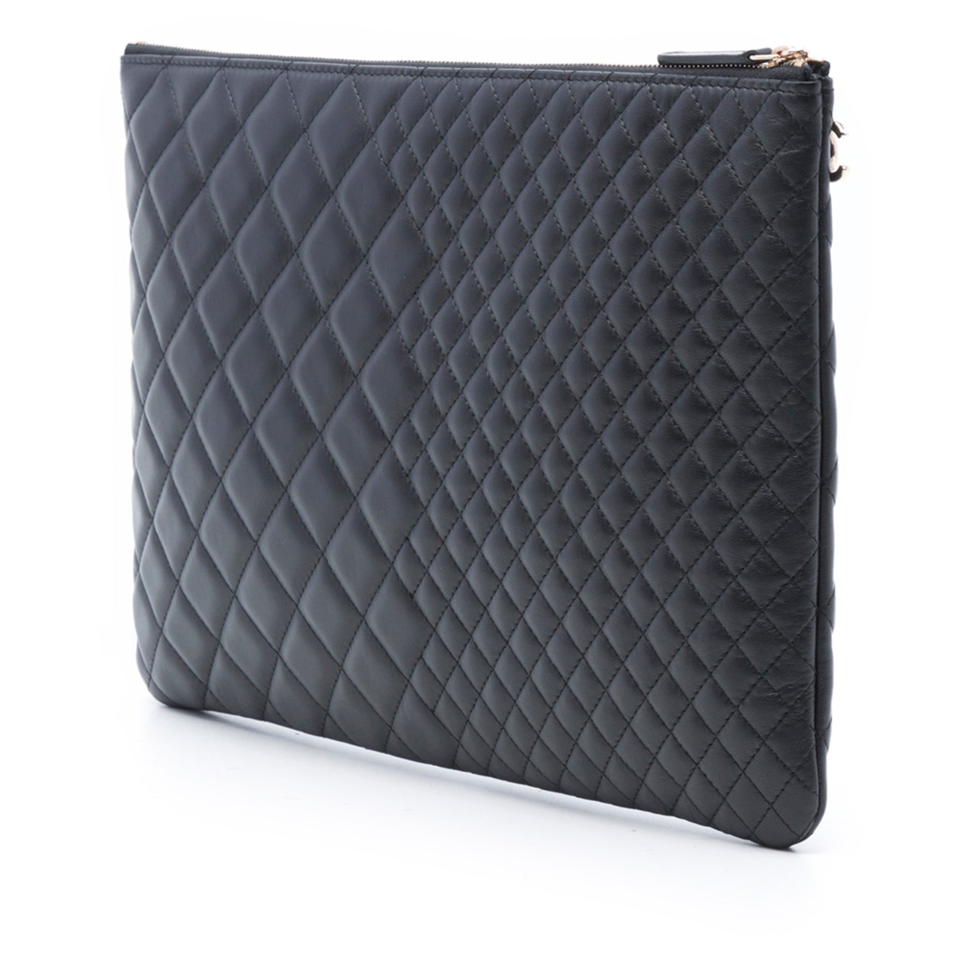 Chanel Large Bi Quilted Lambskin O Case Clutch