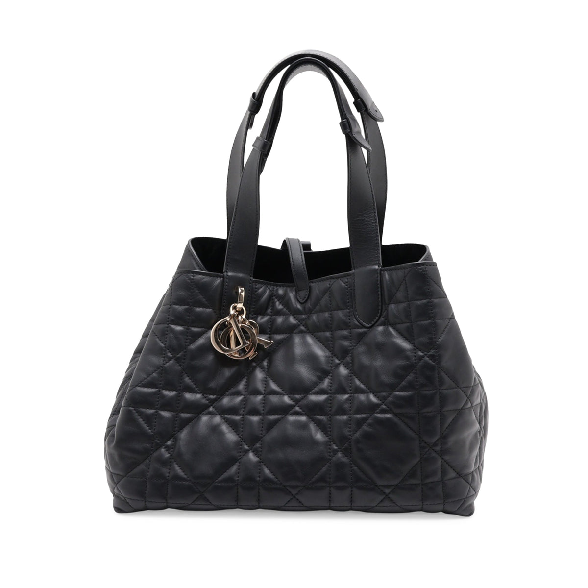 Dior Medium Macrocannage Calfskin Toujours Handbag — Black