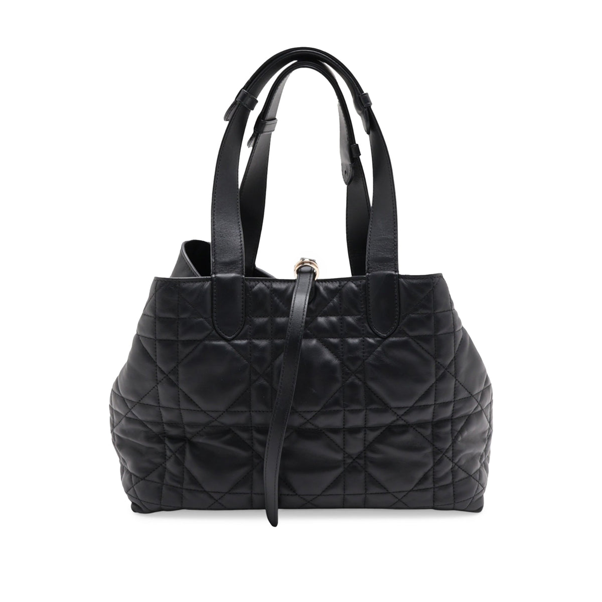 Dior Medium Macrocannage Calfskin Toujours Handbag — Black