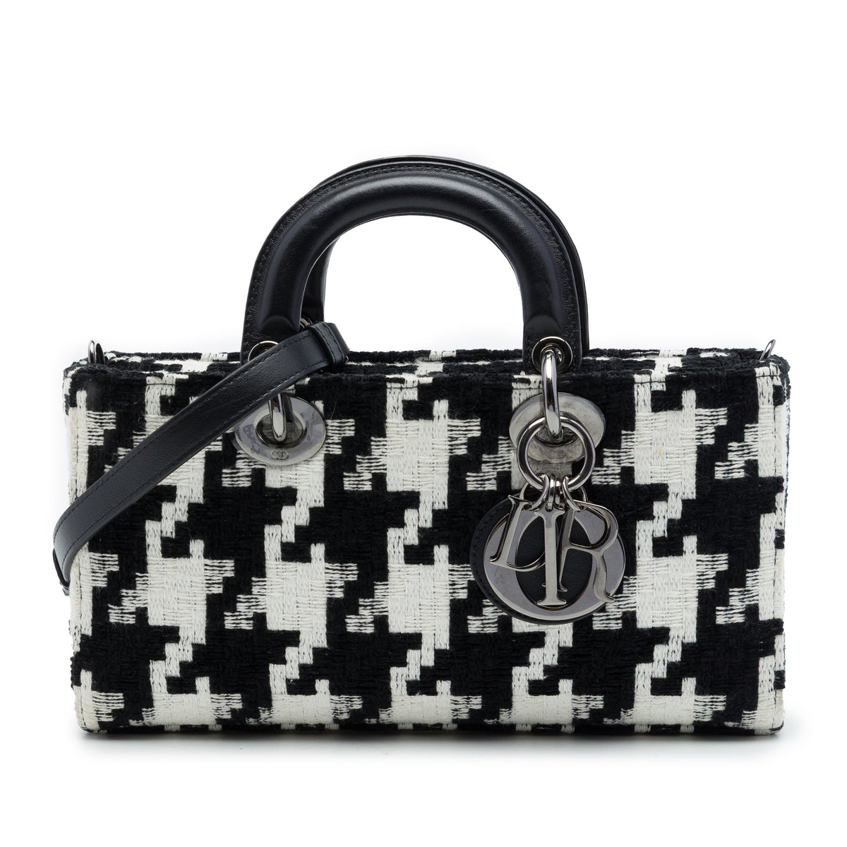Dior Medium Canvas Macro Houndstooth Lady D Joy — Black
