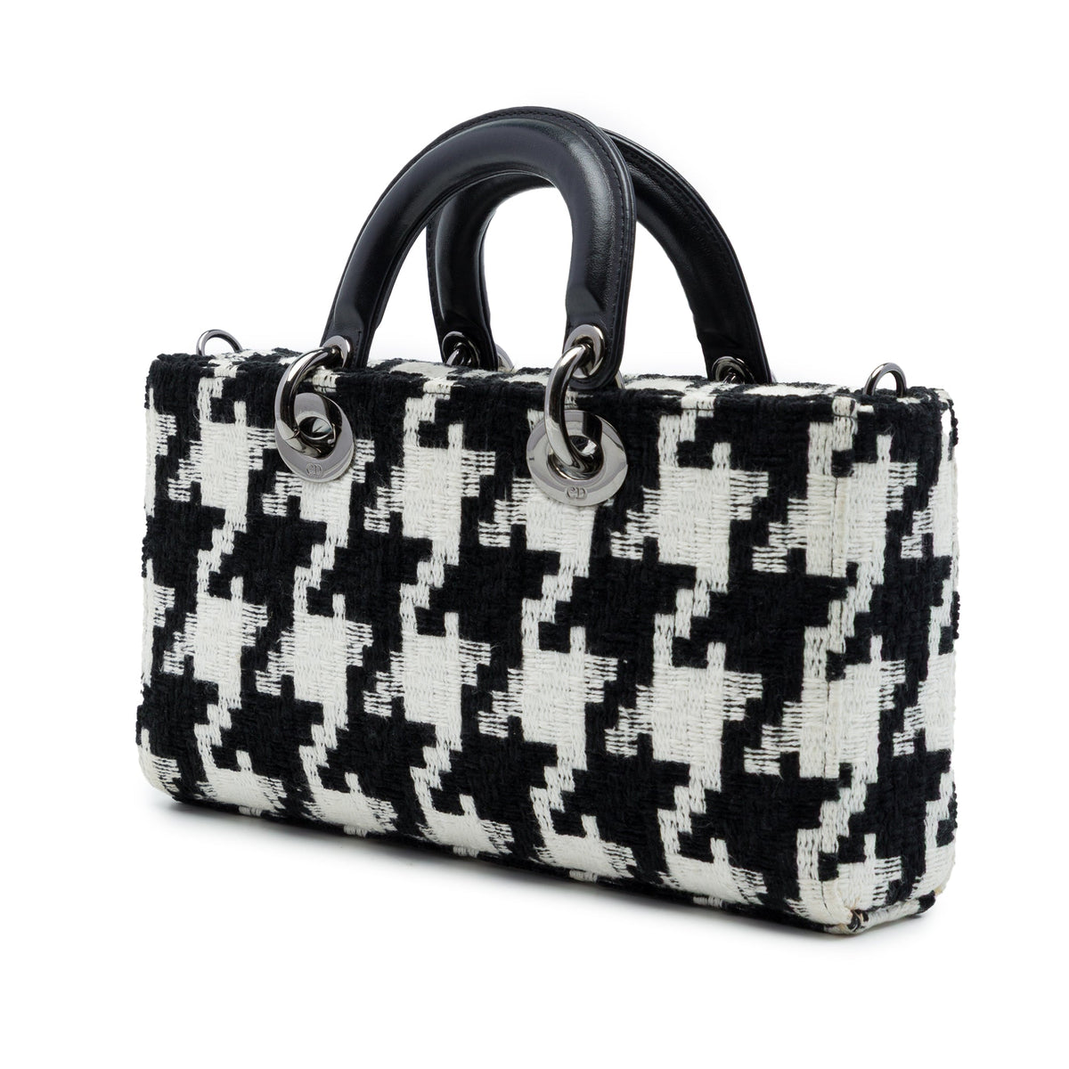 Dior Medium Canvas Macro Houndstooth Lady D Joy — Black