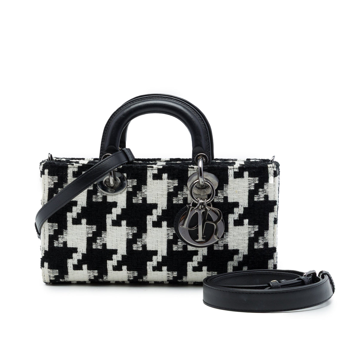 Dior Medium Canvas Macro Houndstooth Lady D Joy — Black
